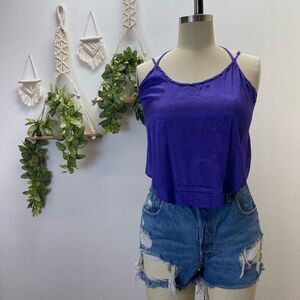 Free People Crop Purple Satin Tank
